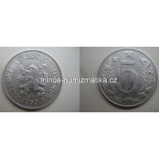 5h 1953 0/0 varianta dlouhý jazyk 5 haléř Česko Slovensko 